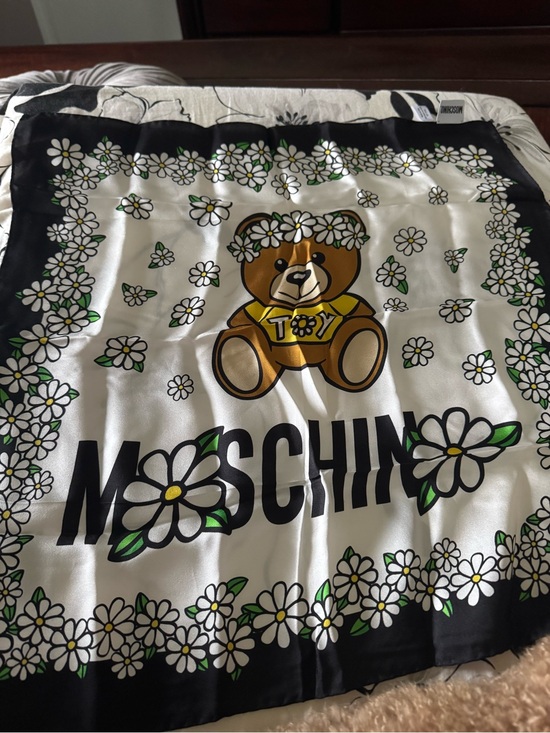 Moschino Accessories - Moschino White Black Floral Teddy Silk Scarf